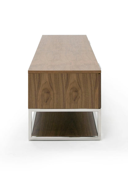 Modrest Heloise Modern Walnut and Stainless Steel TV Stand