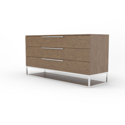 Modrest Heloise Contemporary Walnut and Stainless Steel Dresser