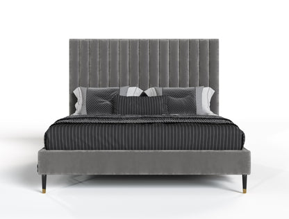 Modrest Hemlock Modern Grey Velvet Bed