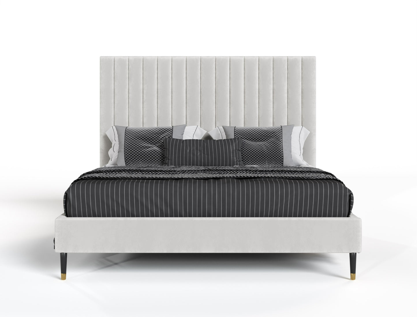 Modrest Hemlock Contemporary White Fabric Bed