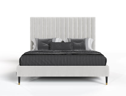 Modrest Hemlock Contemporary White Fabric Bed