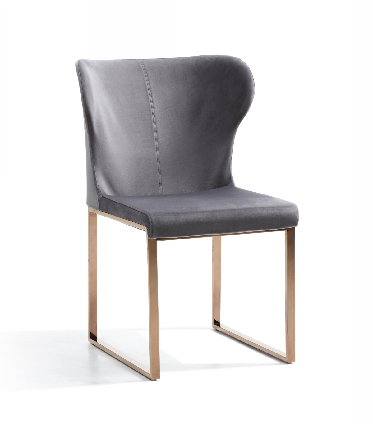 Modrest Chadwick Modern Grey Velvet and Rosegold Dining Chair