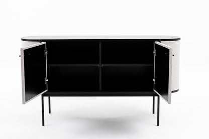 Modrest Hobart Modern Beige Fabric and Black Metal Buffet