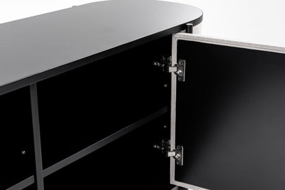 Modrest Hobart Modern Beige Fabric and Black Metal Buffet