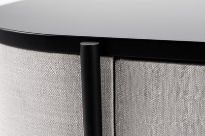 Modrest Hobart Modern Beige Fabric and Black Metal Buffet