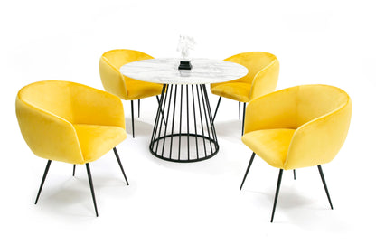 Modrest Holly Modern Round White and Black Dining Table
