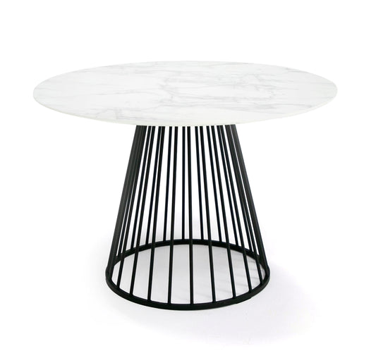 Modrest Holly Modern Round White and Black Dining Table