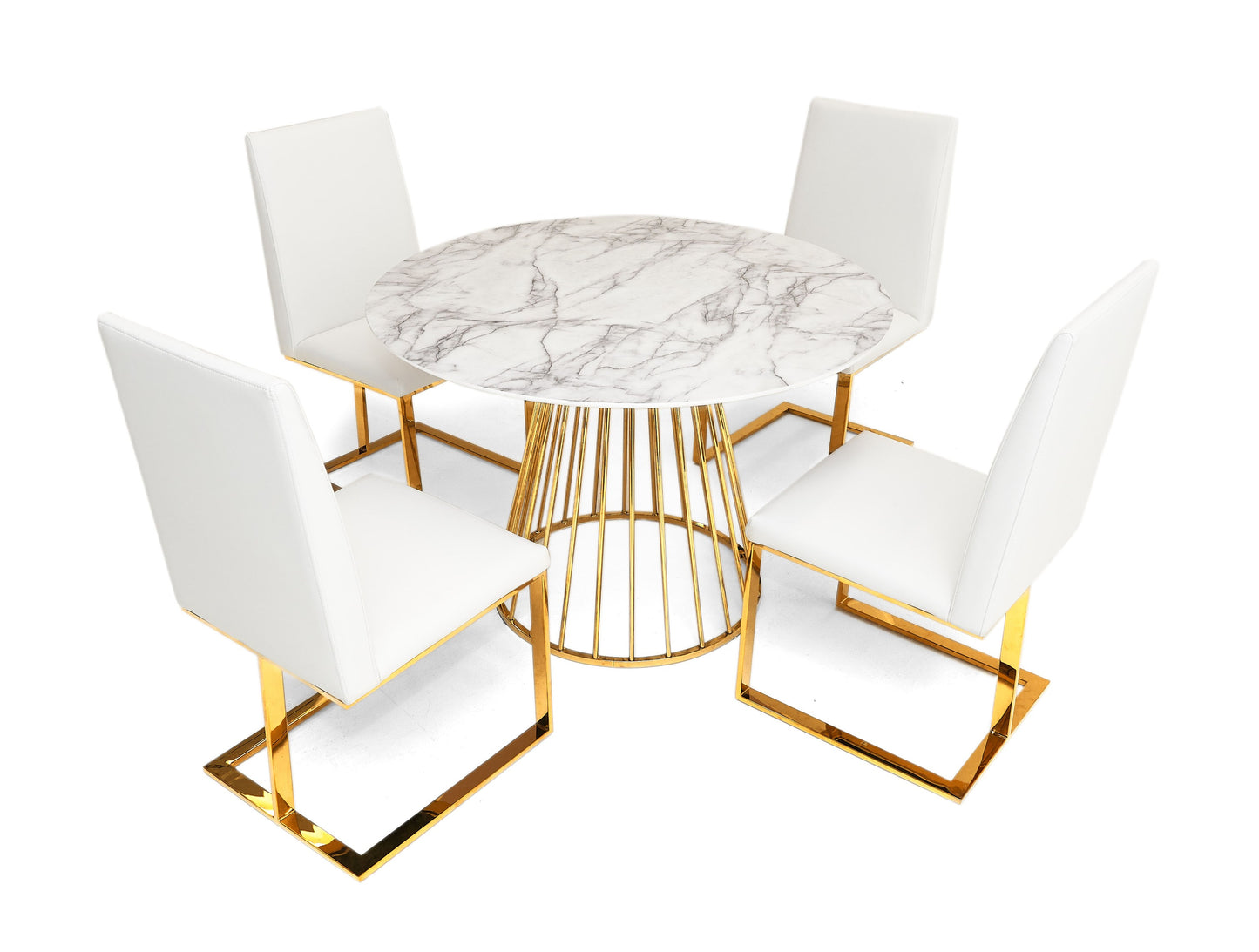 Modrest Frankie Contemporary White and Gold Dining Chair