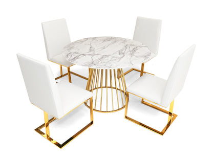 Modrest Frankie Contemporary White and Gold Dining Chair