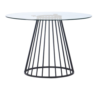 Modrest Holly Modern Round Clear Glass and Black Dining Table