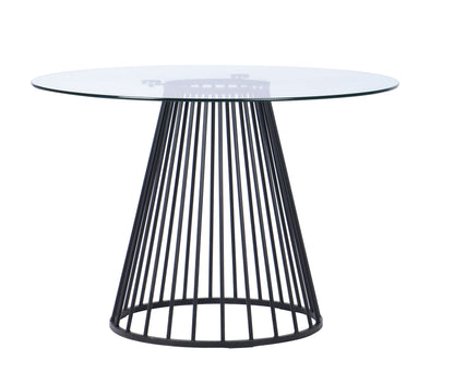 Modrest Holly Modern Round Clear Glass and Black Dining Table
