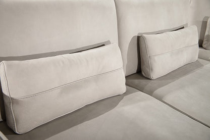Lamod Italia Hollywood Italian Light Grey Leather RAF Chaise Sectional Sofa