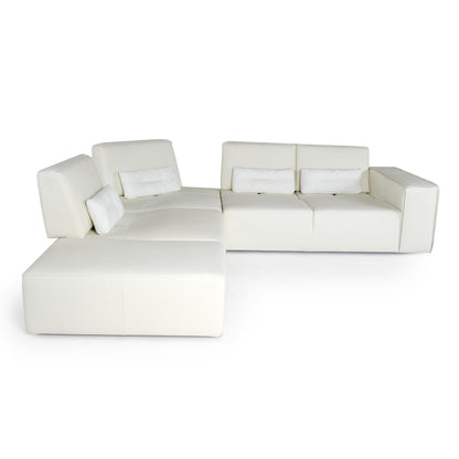 Lamod Italia Hollywood Italian White Leather LAF Chaise Sectional Sofa