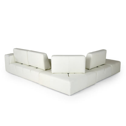 Lamod Italia Hollywood Italian White Leather LAF Chaise Sectional Sofa