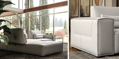 Lamod Italia Hollywood Italian Leather White Sectional Sofa with Armless Seat with No Back