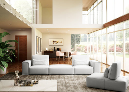Lamod Italia Hollywood Italian Leather White Sectional Sofa with Armless Seat with No Back