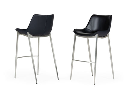 Modrest Hooper Modern Black Eco-Leather Bar Stool