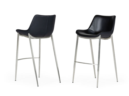 Modrest Hooper Modern Black Eco-Leather Bar Stool