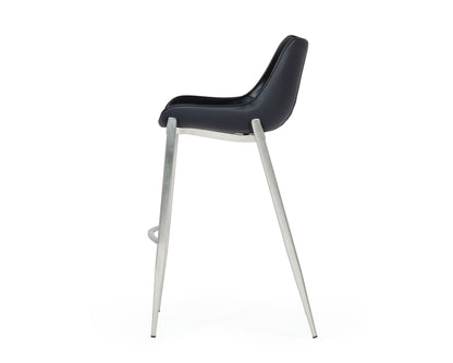 Modrest Hooper Modern Black Eco-Leather Bar Stool