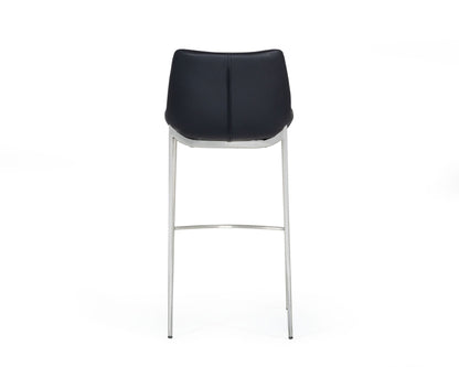 Modrest Hooper Modern Black Eco-Leather Bar Stool