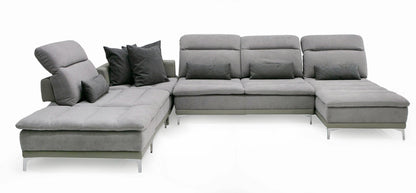 David Ferrari Horizon Modern Grey Fabric Grey Leather U Shaped Sectional Sofa