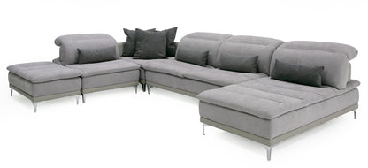 David Ferrari Horizon Modern Grey Fabric Grey Leather U Shaped Sectional Sofa