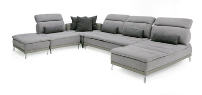 David Ferrari Horizon Modern Grey Fabric Grey Leather U Shaped Sectional Sofa