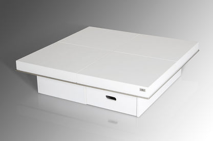 Horizon Modern White Crocodile Coffee Table w/ Pull Out Squares