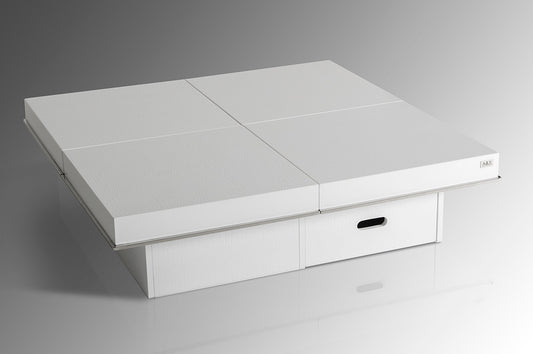 Horizon Modern White Crocodile Coffee Table w/ Pull Out Squares