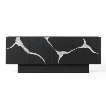 Modrest Impala Modern Matte Brown Ash and Silver Buffet