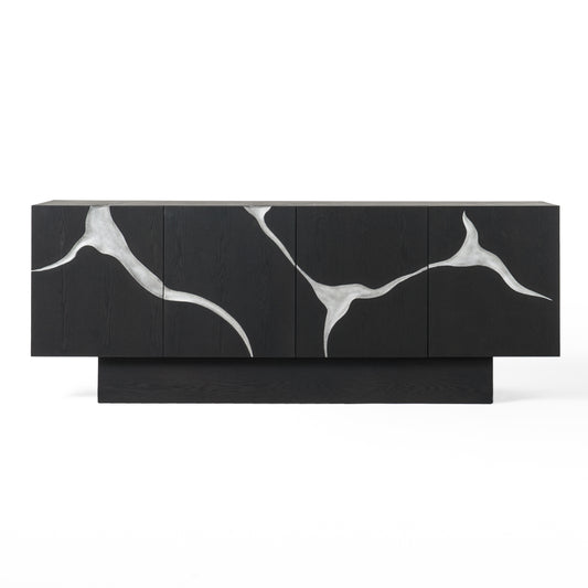 Modrest Impala Modern Matte Brown Ash and Silver Buffet