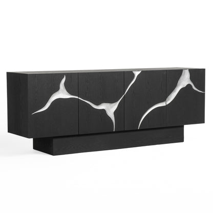 Modrest Impala Modern Matte Brown Ash and Silver Buffet