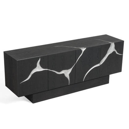 Modrest Impala Modern Matte Brown Ash and Silver Buffet