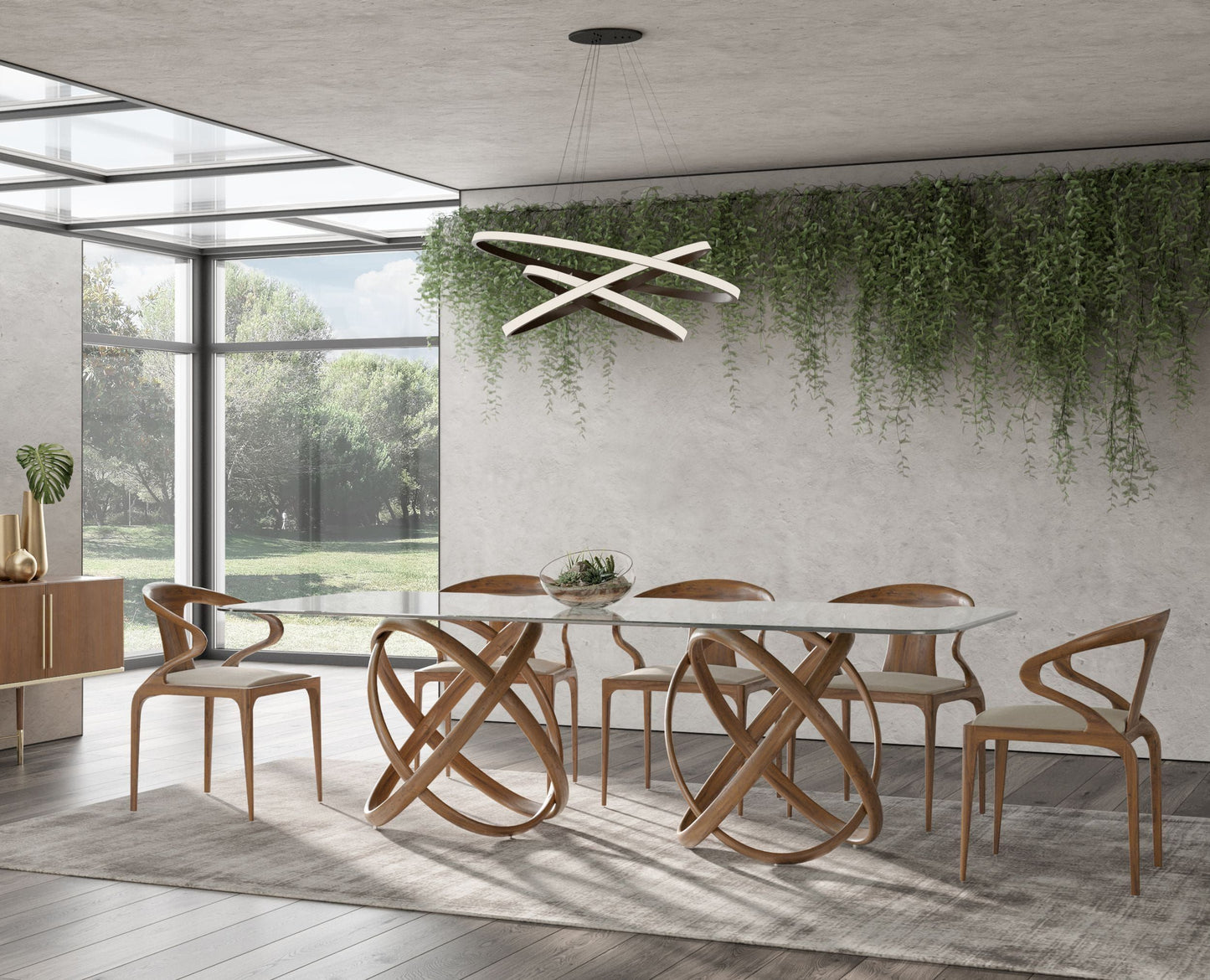 Modrest Mason Modern Glass and Walnut Dining Table