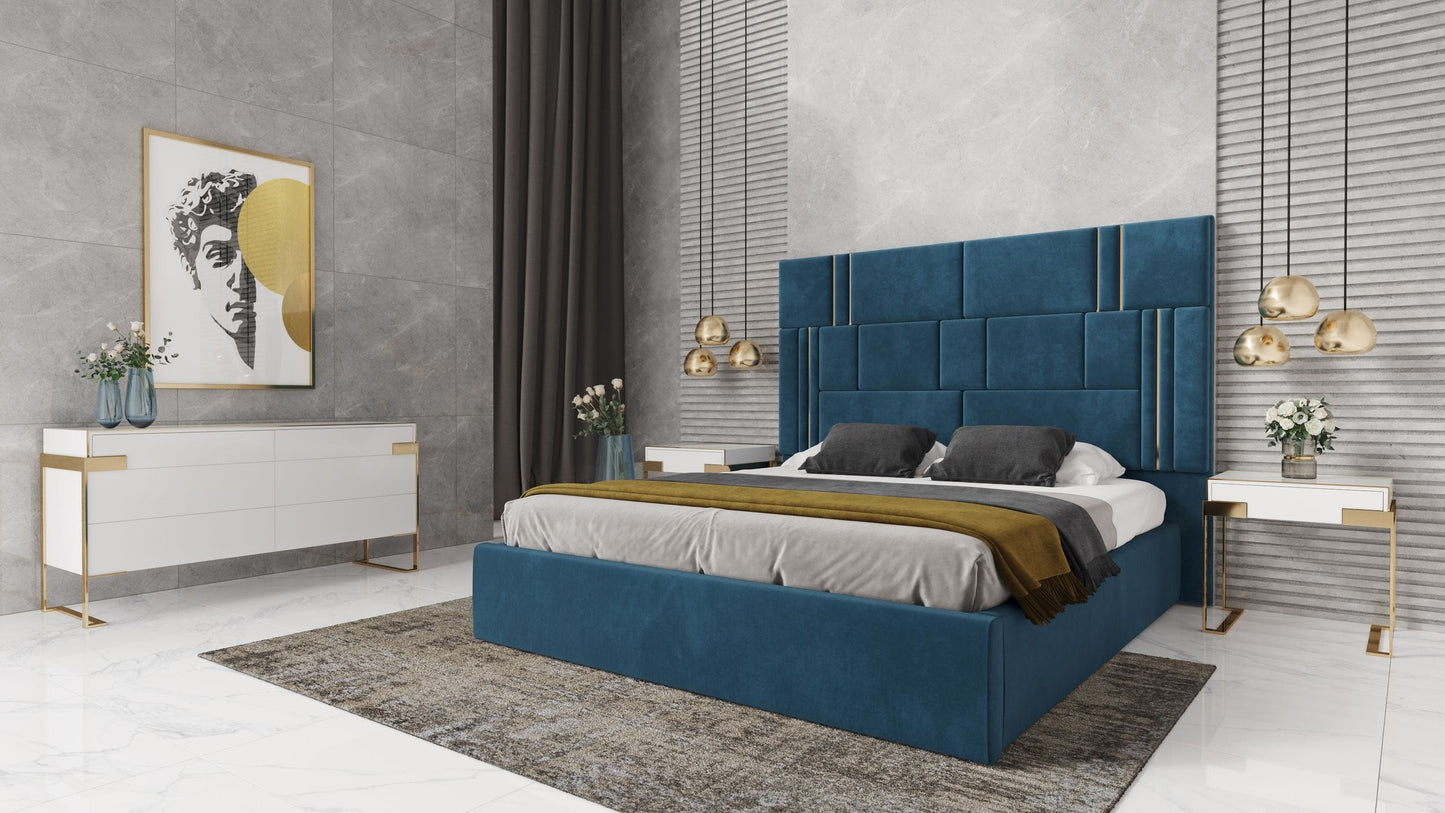 Modrest Adonis Modern Blue Fabric Bed