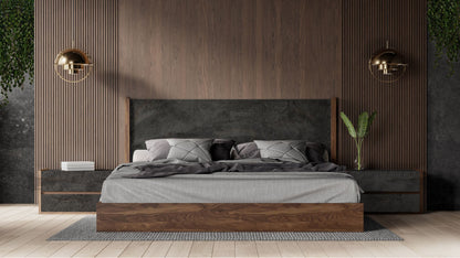 Nova Domus Rado Modern Walnut and Volcanic Slate Bed