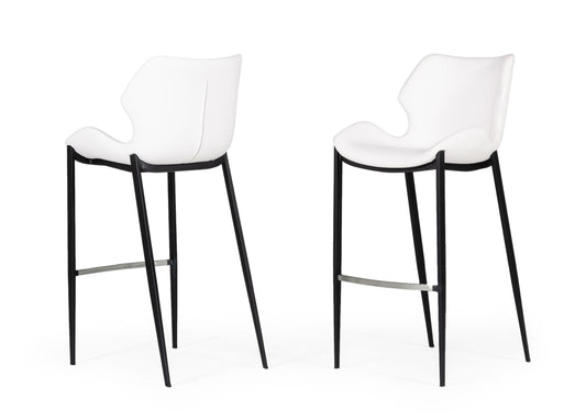 Modrest Ithaca Modern White Leatherette Bar Stool