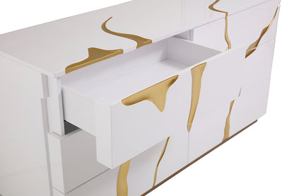 Modrest Aspen Modern White and Gold Dresser