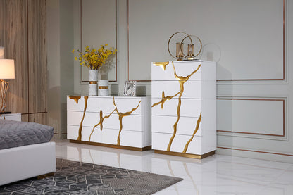 Modrest Aspen Modern White and Gold Chest