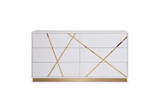 Modrest Nixa Modern Wide White and Gold Dresser