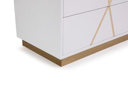 Modrest Nixa Modern Wide White and Gold Dresser