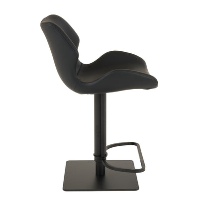 Modrest Jaffee Industrial Black Eco-Leather Bar Stool