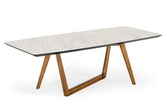 Modrest James Contemporary Walnut and White Dining Table