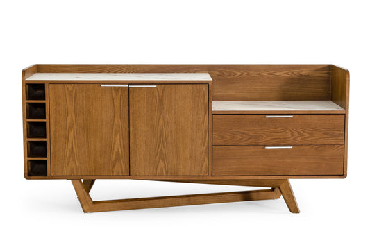 Modrest James Contemporary Walnut and White Buffet