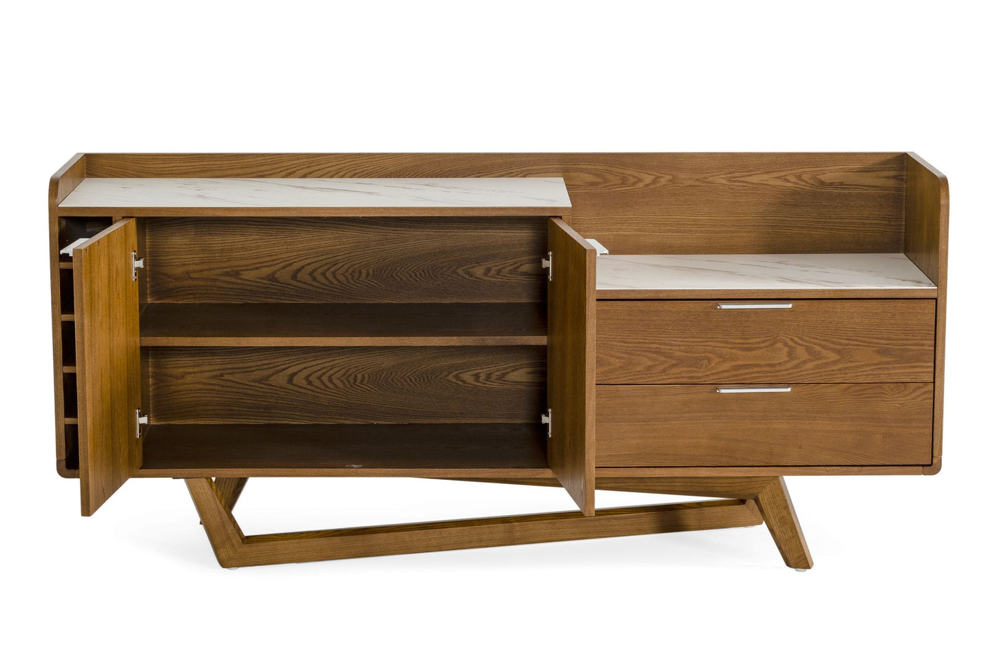 Modrest James Contemporary Walnut and White Buffet