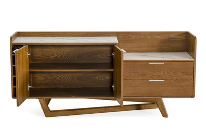 Modrest James Contemporary Walnut and White Buffet