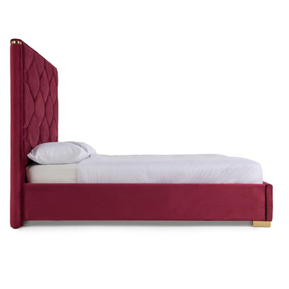 Queen Modrest Janet Modern Red Velvet Gold Bed