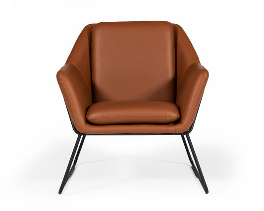 Modrest Jennifer Industrial Brown Eco-Leather Accent Chair