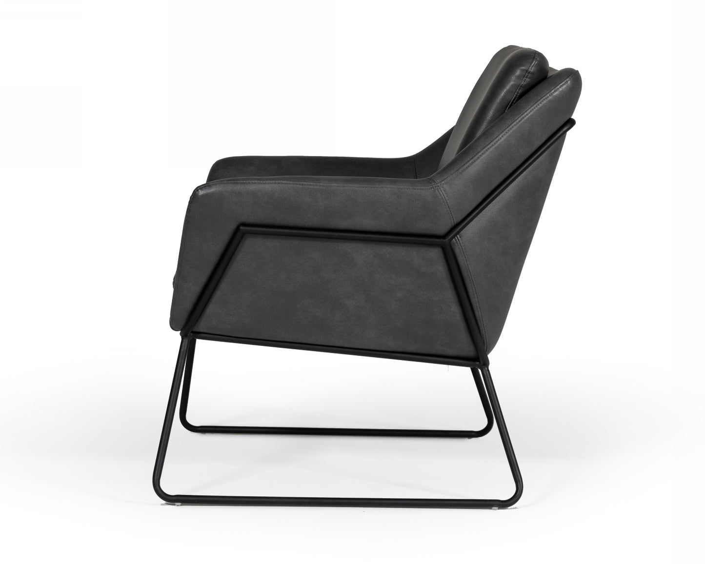 Modrest Jennifer Industrial Dark Grey Eco-Leather Accent Chair