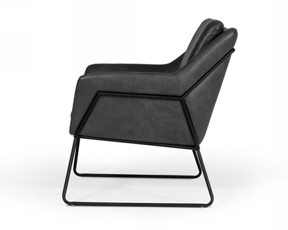 Modrest Jennifer Industrial Dark Grey Eco-Leather Accent Chair